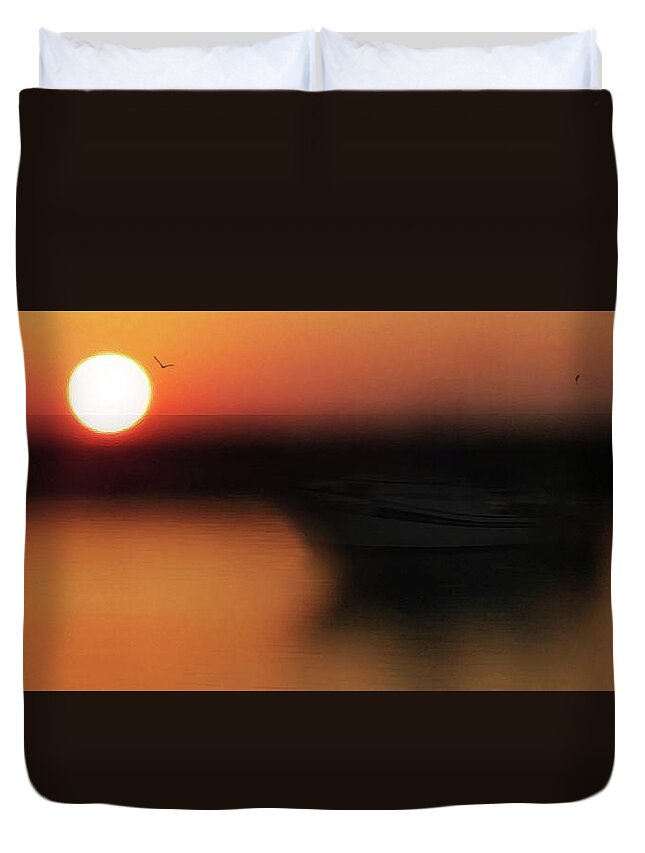 Sunrise Duvet Cover featuring the photograph Sunrise At The Harbour by Al Fio Bonina