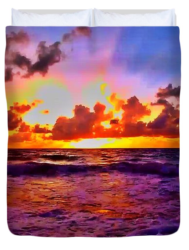 Sunrise Duvet Cover featuring the photograph Sunrise Beach 1010 by Rip Read