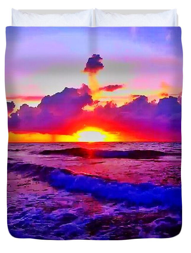 Sunrise Duvet Cover featuring the photograph Sunrise Beach 1058 by Rip Read