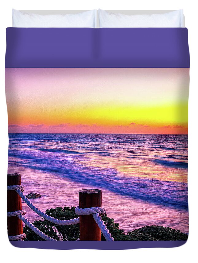 Cancun Duvet Cover featuring the photograph Sunrise in Cancun by Tatiana Travelways
