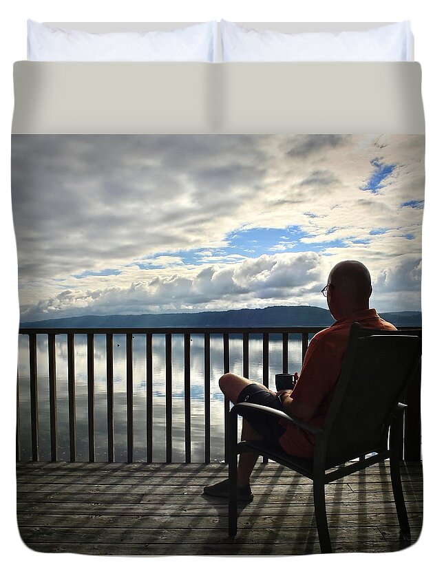 Deck Duvet Cover featuring the photograph Sunrise on the Deck by Carol Jorgensen