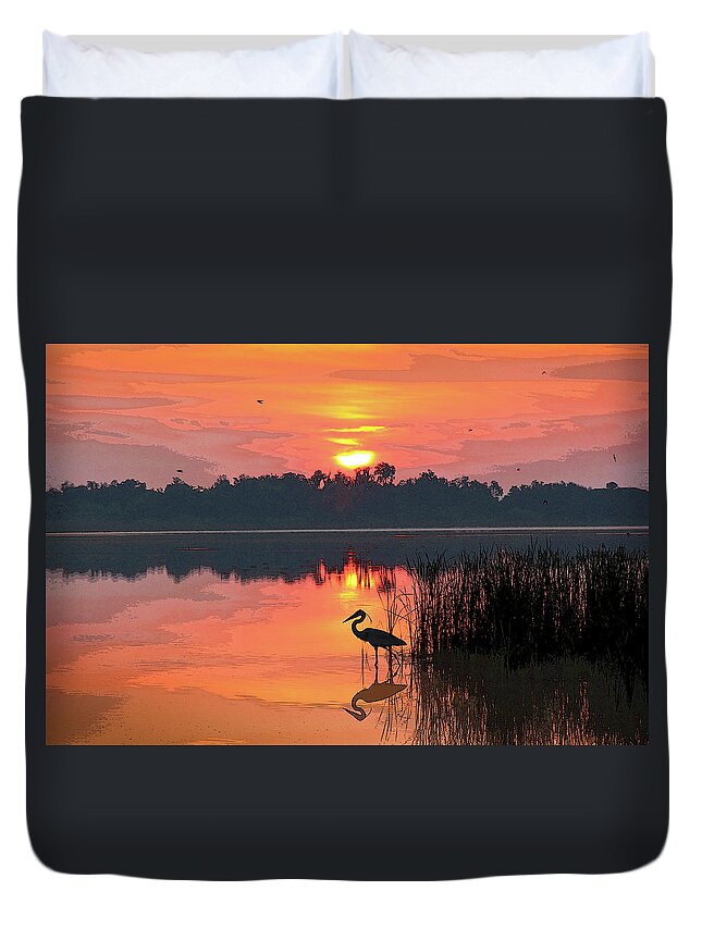 Sunrise Duvet Cover featuring the photograph Sunrise Over Lake Smart by Robert Carter