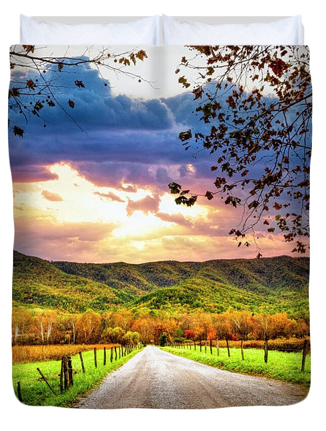 Cades Duvet Cover featuring the photograph Sunrise over Sparks Lane by Debra and Dave Vanderlaan