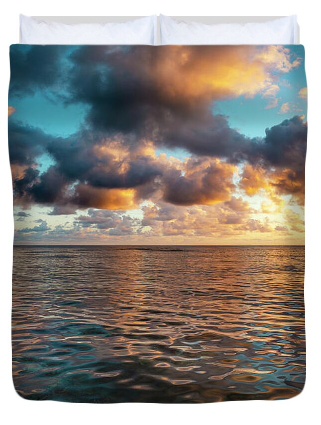 Kauai Duvet Cover featuring the photograph Sunrise Reflections by Christopher Johnson