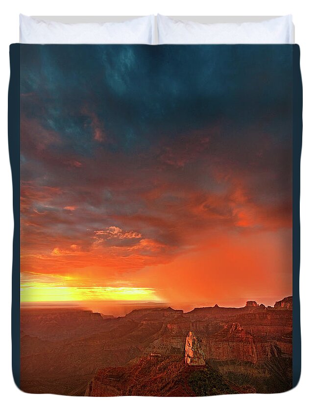 North America Duvet Cover featuring the photograph Sunrise Storm Point Imperial North Rim Grand Canyon NP Arizona by Dave Welling