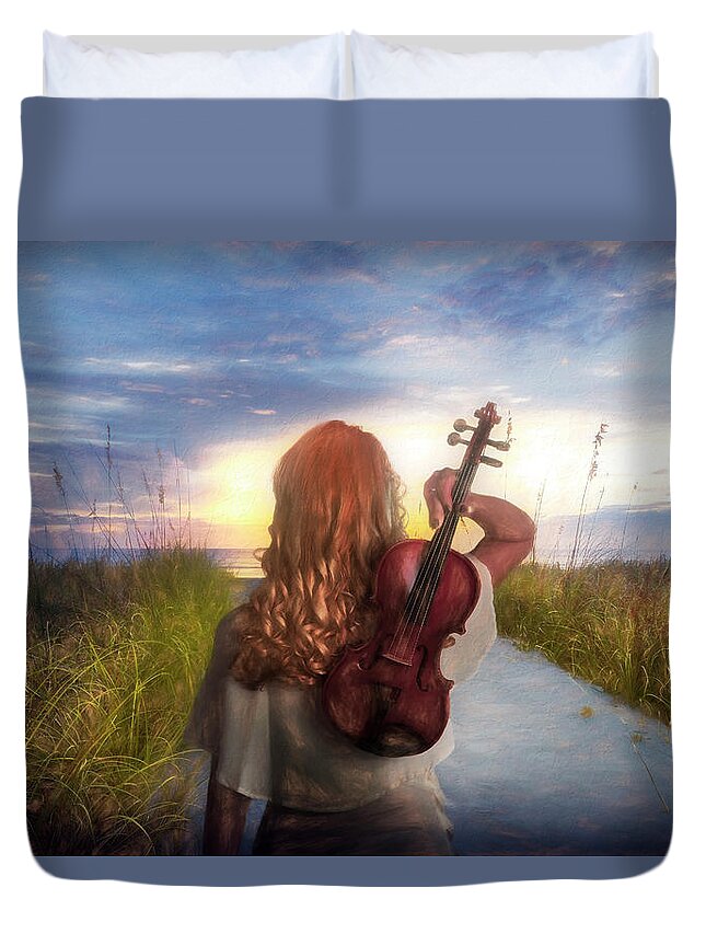 Clouds Duvet Cover featuring the digital art Sunrise Symphony by Debra and Dave Vanderlaan
