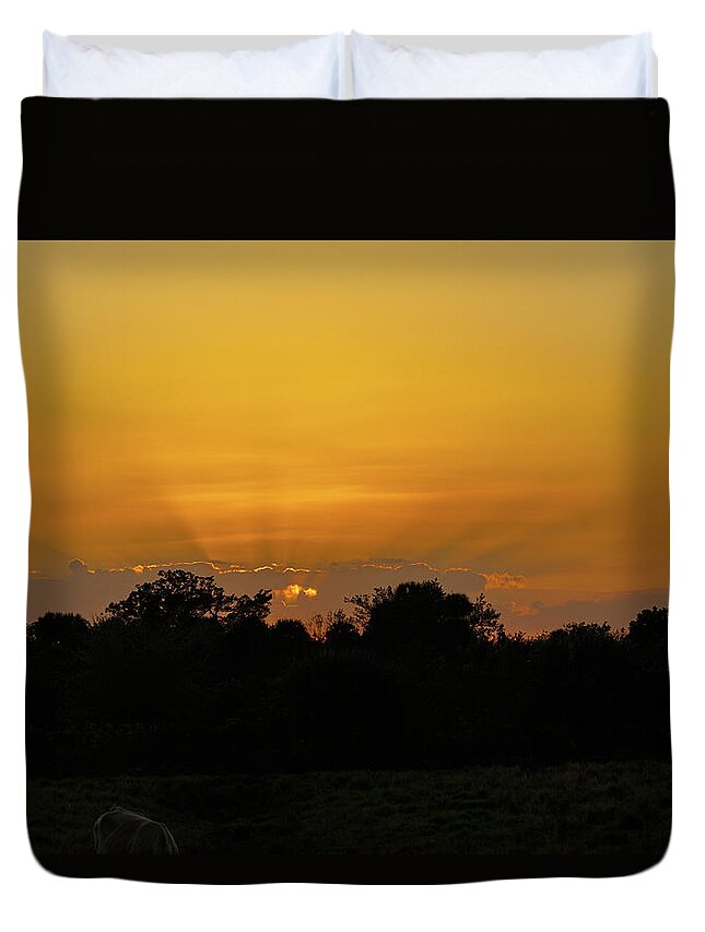 Sunset Duvet Cover featuring the photograph Sunset 2020 by Les Greenwood