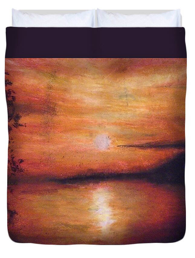 Sunset Duvet Cover featuring the painting Sunset Addiction by Jen Shearer