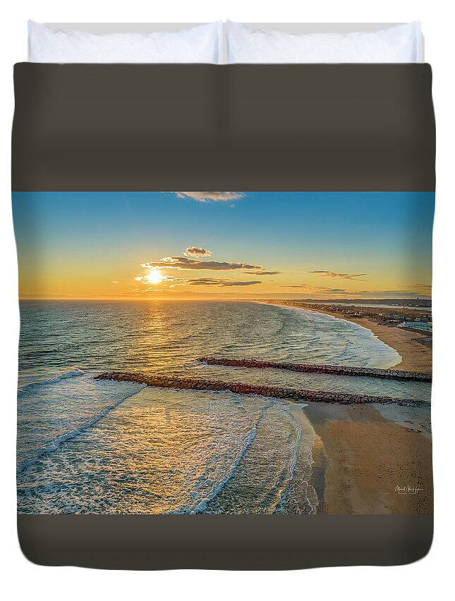 Weekapaug Duvet Cover featuring the photograph Sunset at Fenway by Veterans Aerial Media LLC