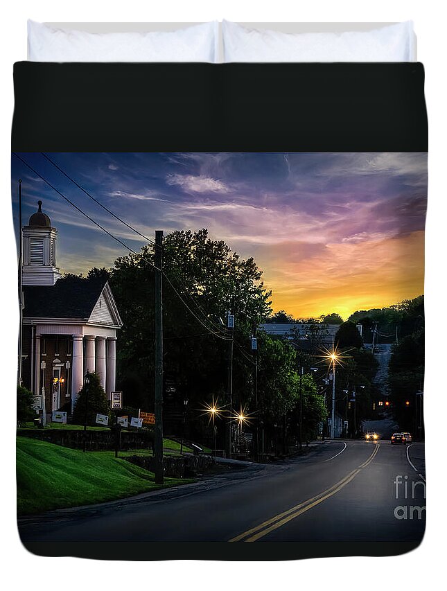 Sunset Duvet Cover featuring the photograph Sunset at Historic Blountville by Shelia Hunt