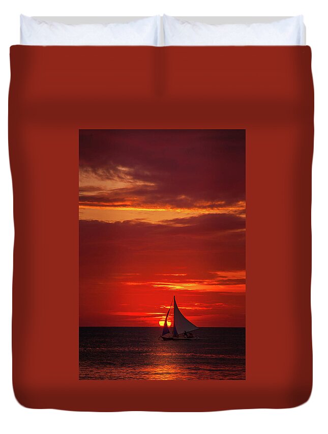Philippines Duvet Cover featuring the photograph Boracay Sunset by Arj Munoz