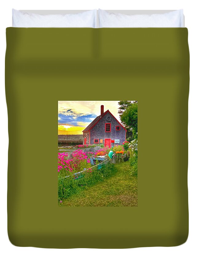 Sunset Duvet Cover featuring the photograph Sunset at the Cove by Caroline Stella