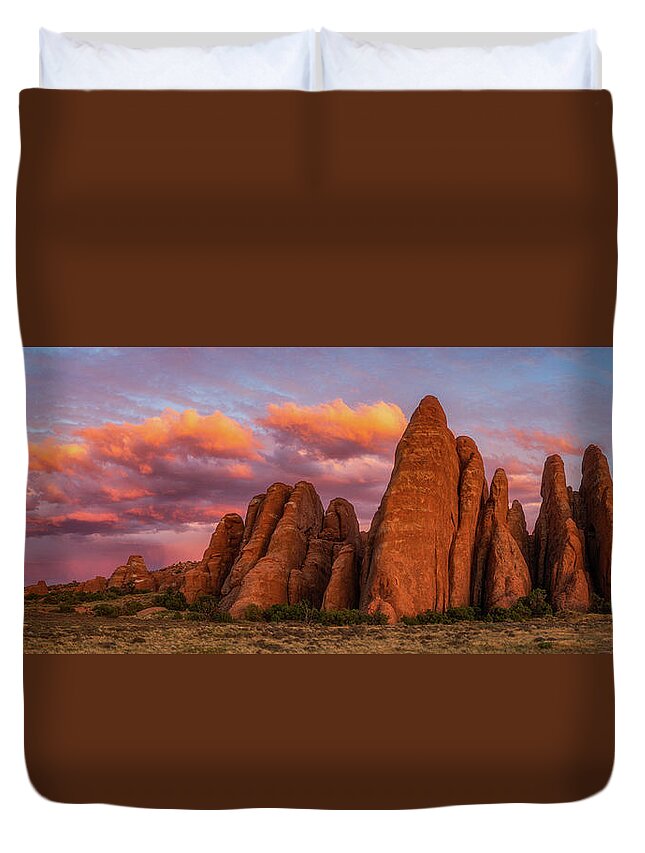 Sunset Duvet Cover featuring the photograph Sunset at the Fins by Darren White