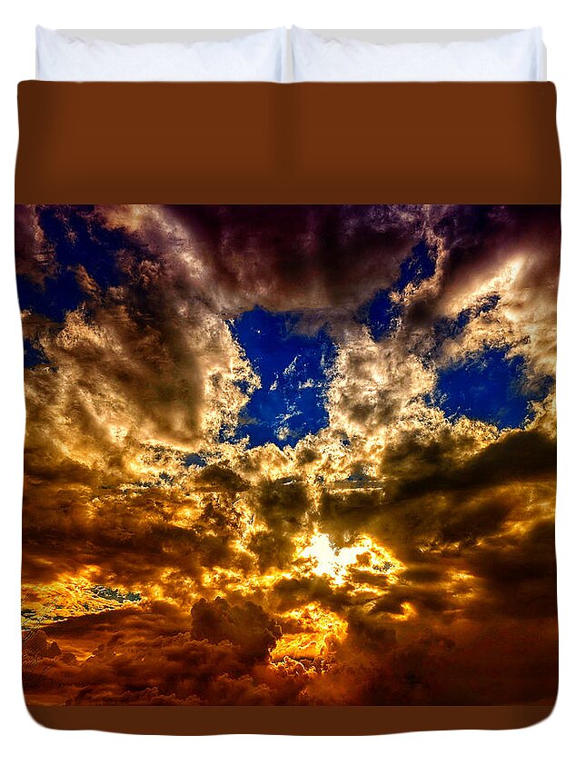 Sunset Duvet Cover featuring the photograph Sunset Clouds by Dave Zumsteg