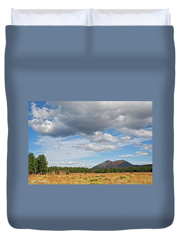 Arizona Duvet Cover featuring the photograph Sunset Crater from Bonito Park by Jeff Goulden