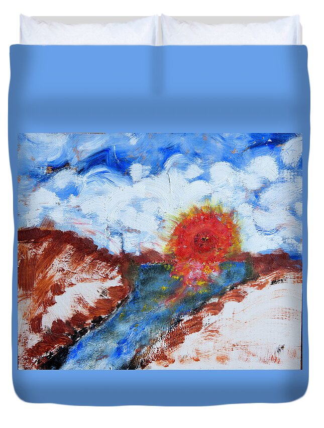  Duvet Cover featuring the painting Sunset by David McCready