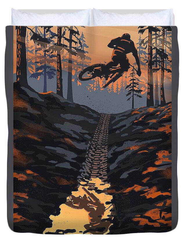 Cycling Art Duvet Cover featuring the painting Dirt Jumper by Sassan Filsoof