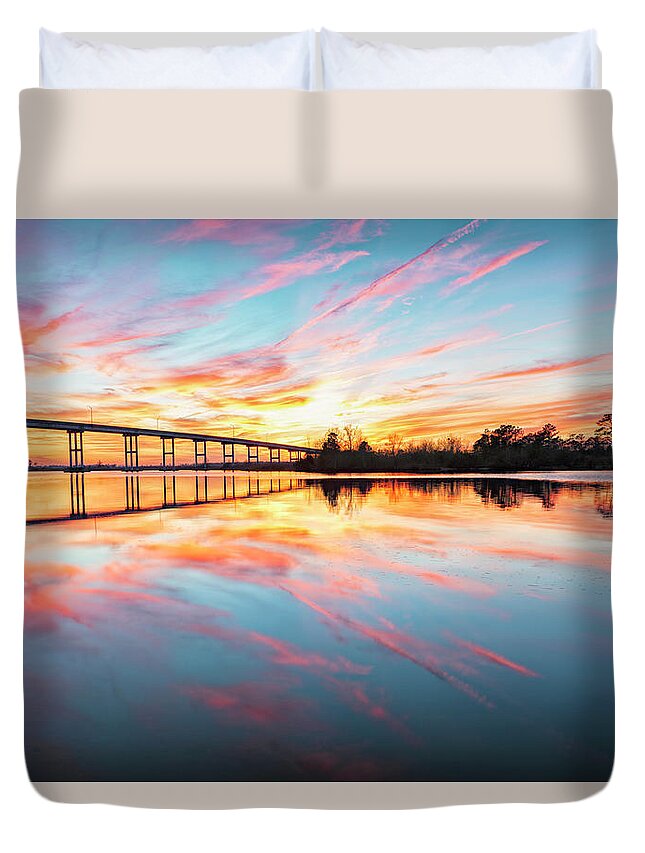 Sunset Glass Duvet Cover featuring the photograph Sunset Glass by Russell Pugh