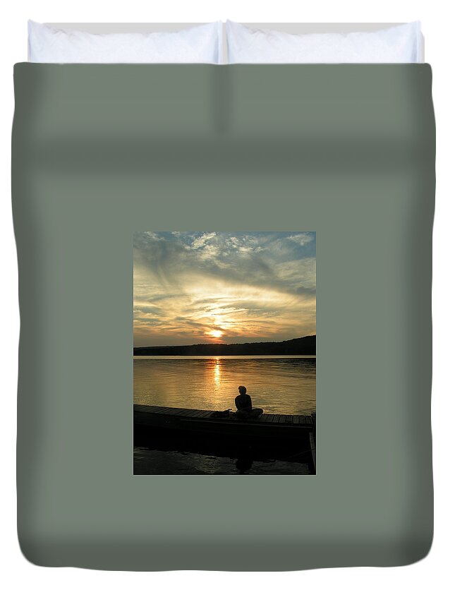 Prince Gallitzin State Park Duvet Cover featuring the photograph Sunset Silhouette by Heather E Harman