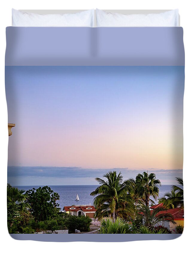 Arch Duvet Cover featuring the photograph Sunset in Cabo by Cindy Robinson
