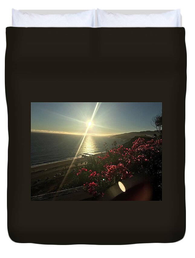 Photography Duvet Cover featuring the photograph Sunset In Malibu by Lisa White