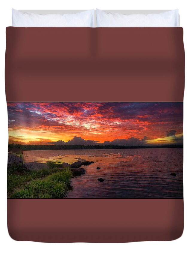 Lake Duvet Cover featuring the photograph Sunset, Mountain Lake, Pennsylvania by A Macarthur Gurmankin