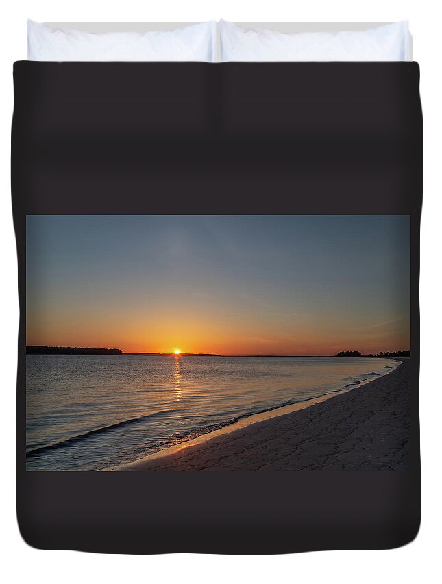 Sunset Duvet Cover featuring the photograph Sunset on the Coast 2 by Cindy Robinson