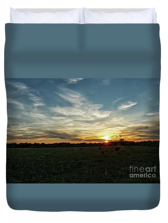 Prairie Duvet Cover featuring the photograph Sunset on the Prairie by Natural Focal Point Photography