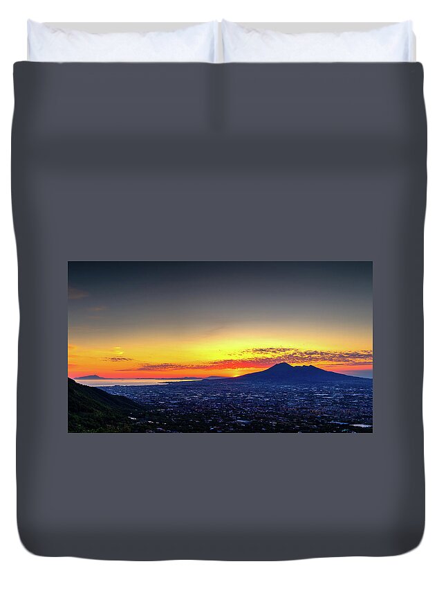 Amazing Place Duvet Cover featuring the photograph Sunset on Vesuvio by Umberto Barone