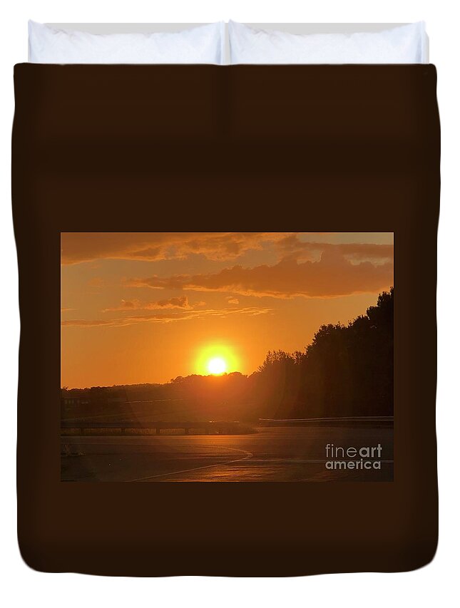 Southampton County Duvet Cover featuring the photograph Sunset over freeway Two - Sunset Photography by Catherine Wilson Forever-Arts Shop