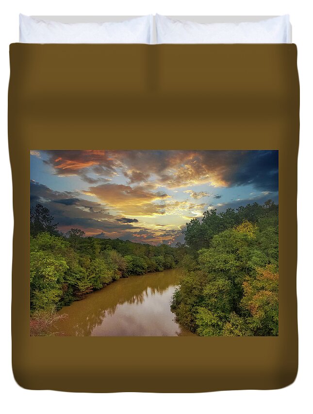 Georgia Duvet Cover featuring the photograph Sunset Over the Chattahoochee at Sweetwater Creek State Park by Marcus Jones