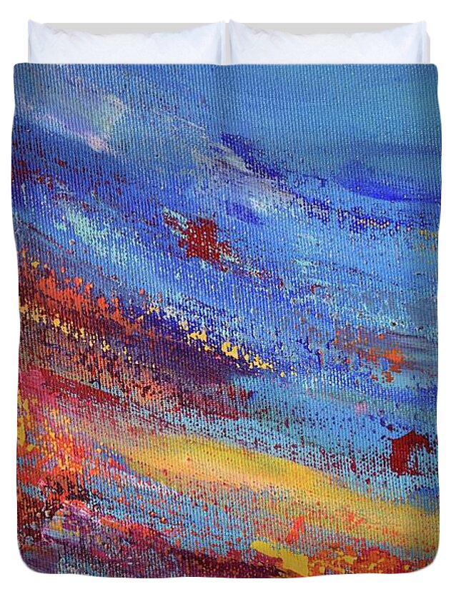 Abstraction Duvet Cover featuring the painting Sunset Passion II by Leonida Arte