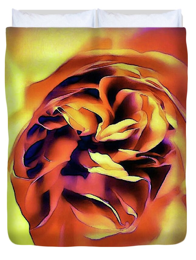 Digital Art Duvet Cover featuring the digital art Sunset Rose by Tracey Lee Cassin