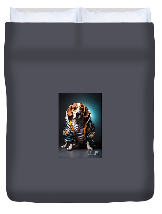 'sup Dawgg Duvet Cover featuring the mixed media Sup Dawgg Beagle by Jay Schankman