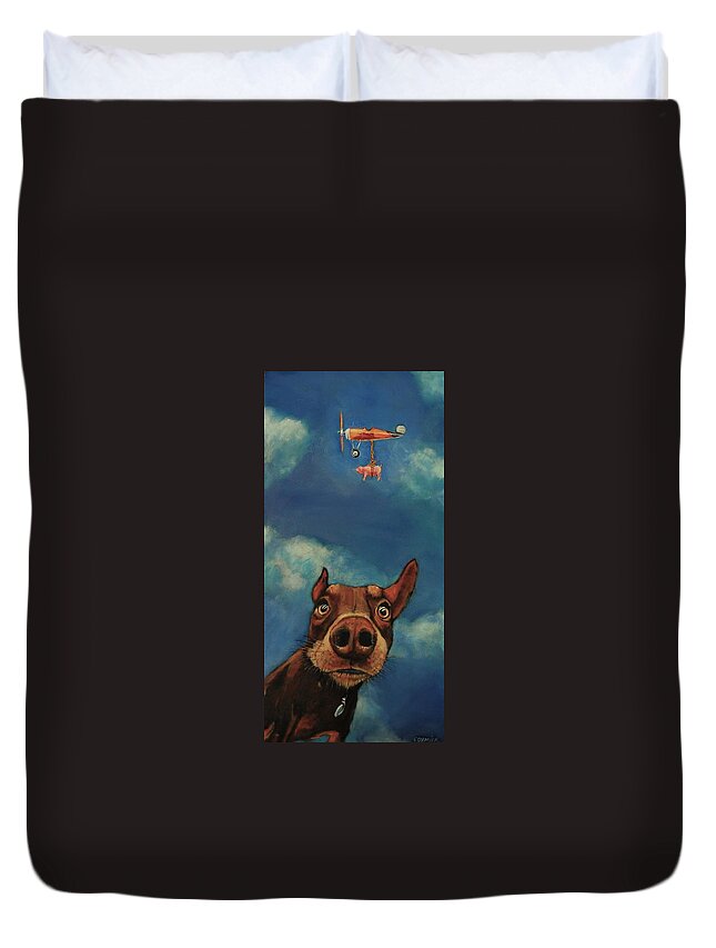 Dog Duvet Cover featuring the painting Sup? by Jean Cormier