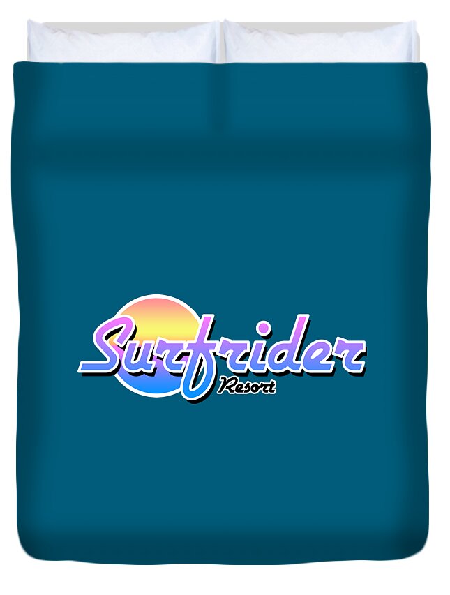 Surfrider Duvet Cover featuring the digital art Surfrider Resort Logo by Christopher Lotito