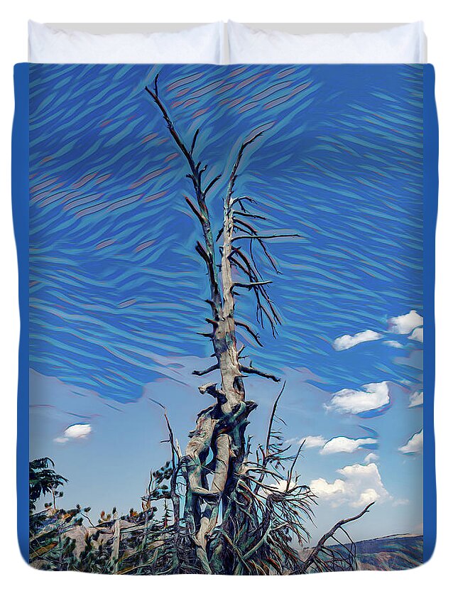 Oregon Duvet Cover featuring the photograph Surreal Twisted Tree by Roslyn Wilkins