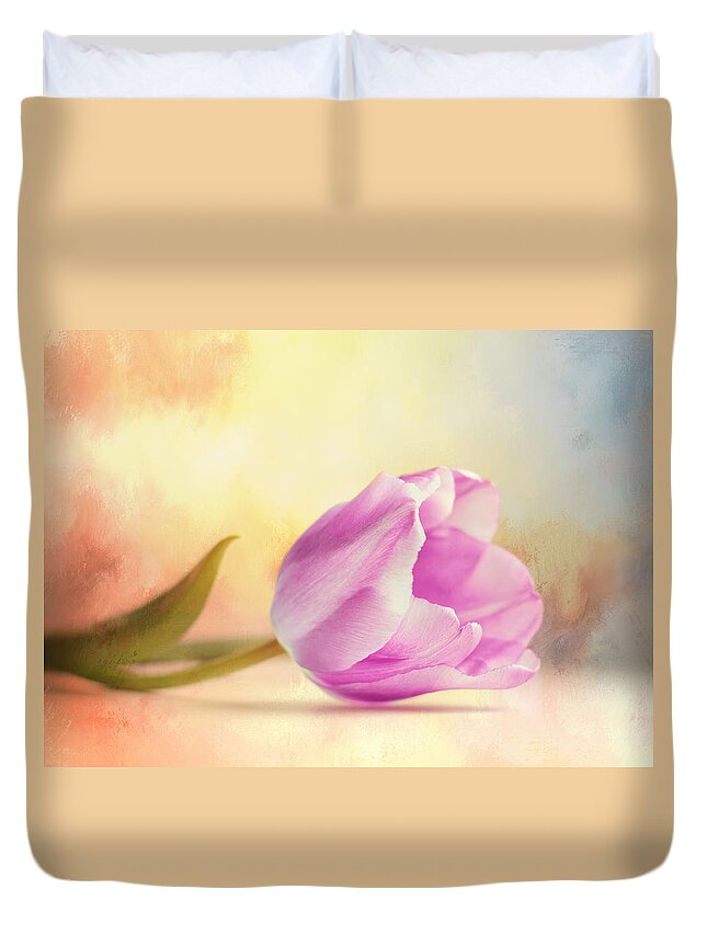 Flower Duvet Cover featuring the photograph Surrender by Bill and Linda Tiepelman