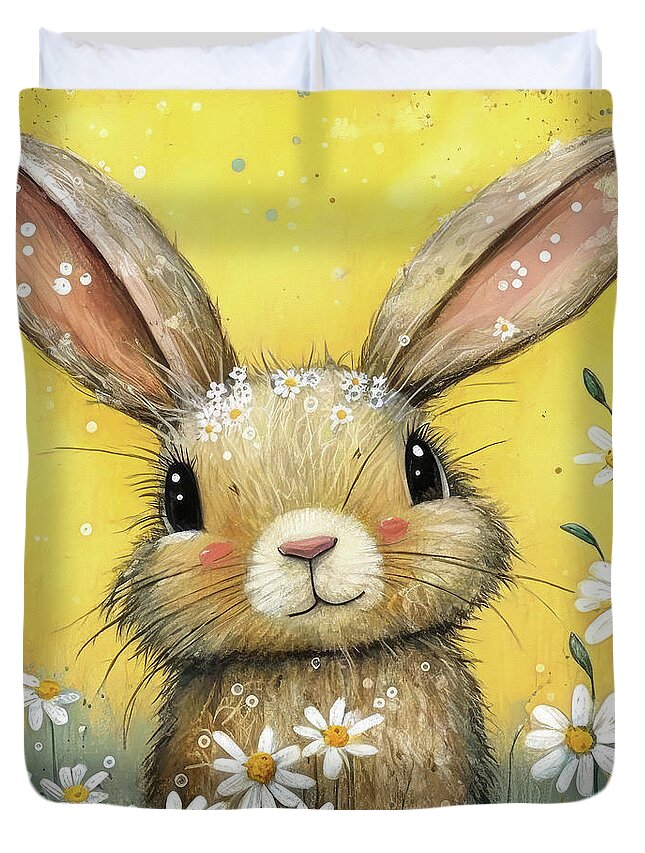 Bunny Duvet Cover featuring the painting Sweet Bella Bunny by Tina LeCour