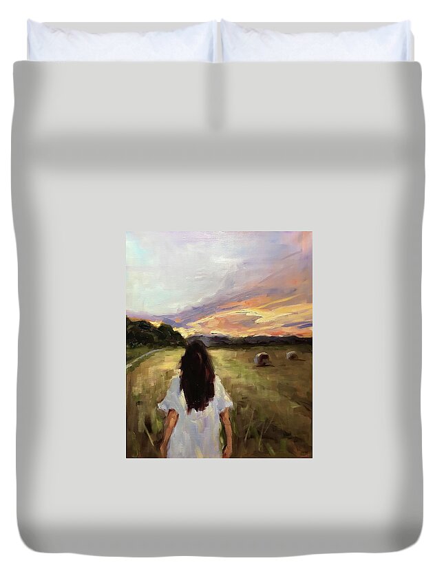 Figurative Duvet Cover featuring the painting Sweet days of summer by Ashlee Trcka