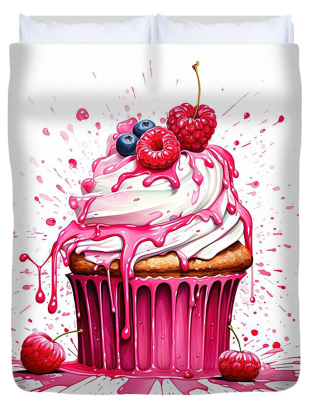 Cupcakes Duvet Cover featuring the digital art Sweet Indulgence by Lourry Legarde