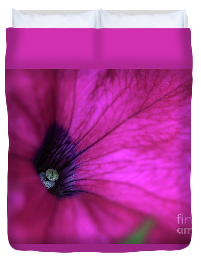 Purple Petunias Duvet Cover featuring the photograph Sweet Petunia by Karen Adams