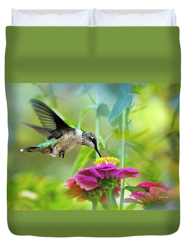 Hummingbird Duvet Cover featuring the photograph Sweet Success by Christina Rollo