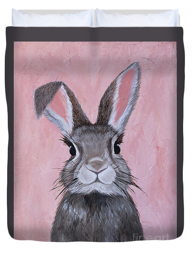 Bunny Duvet Cover featuring the painting Sweetie by Ashley Lane
