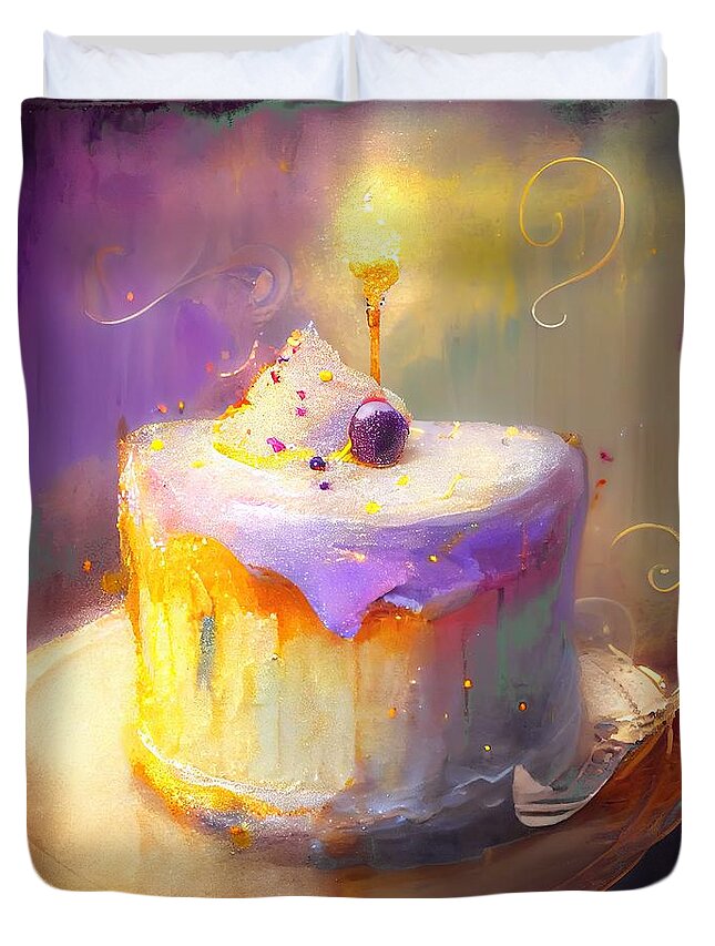 Fancy Cake Duvet Cover featuring the painting Sweetness and Light XXVIII by Mindy Sommers