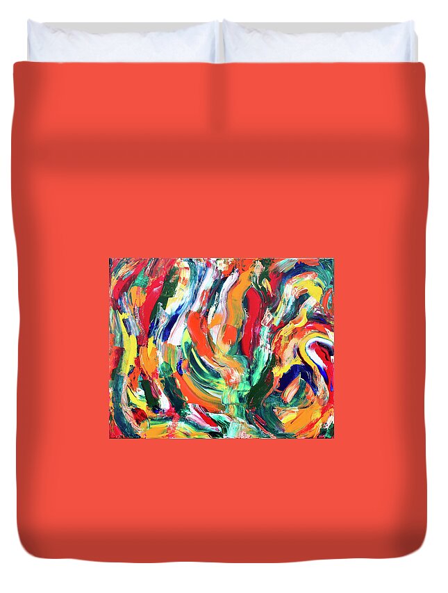 Abstract Duvet Cover featuring the painting Swirl 2 by Teresa Moerer