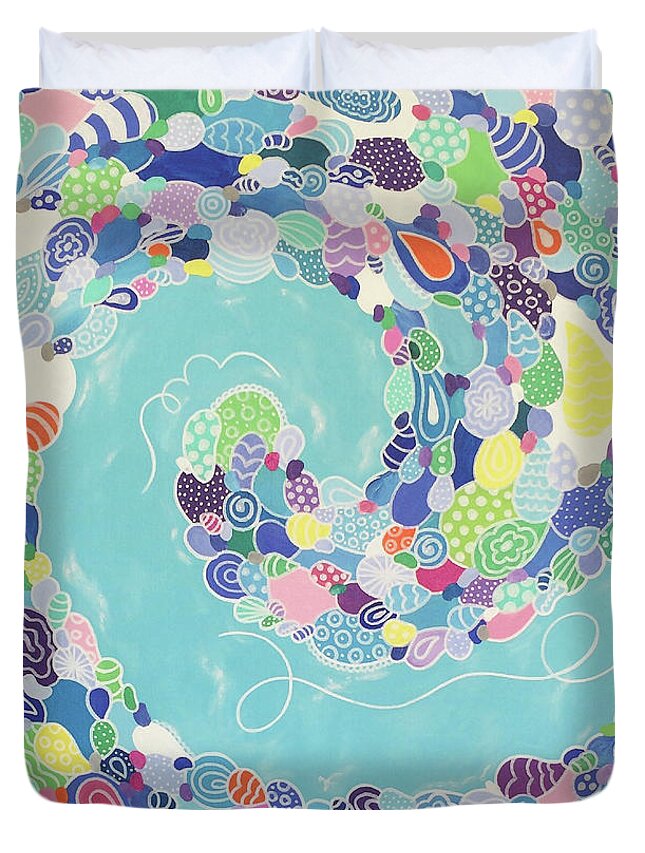 Pattern Art Duvet Cover featuring the painting Swirling Medley by Beth Ann Scott