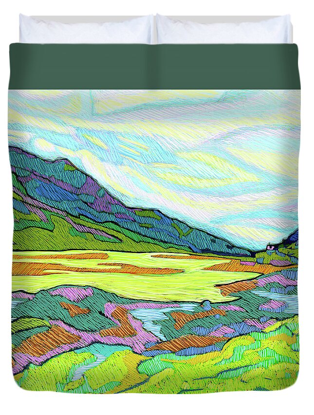 Switzerland Duvet Cover featuring the painting Swiss Mountain Lake by Rod Whyte