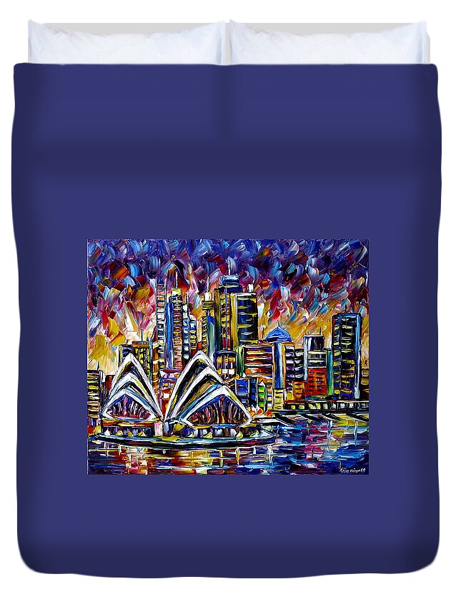 Sydney Opera House Duvet Cover featuring the painting Sydney by Mirek Kuzniar