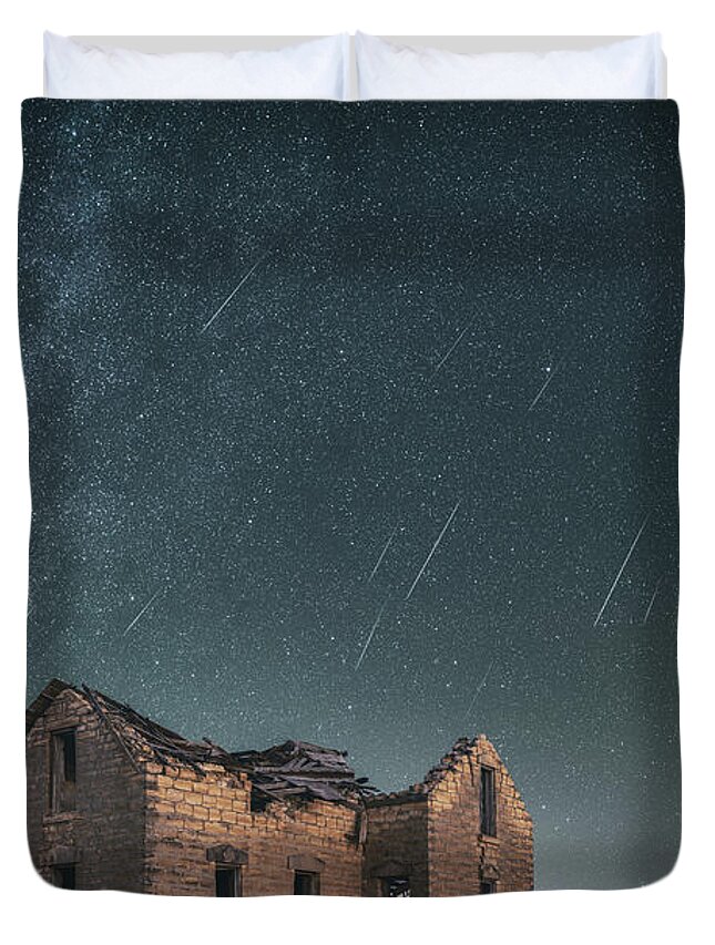 Geminids Duvet Cover featuring the photograph Sylvan Grove Meteors by Darren White